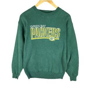 Vintage Majestic Green Bay Packers Football Sweatshirt Green Embroidered L/XL